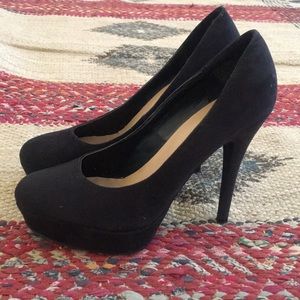 Black Suede Platform Heels